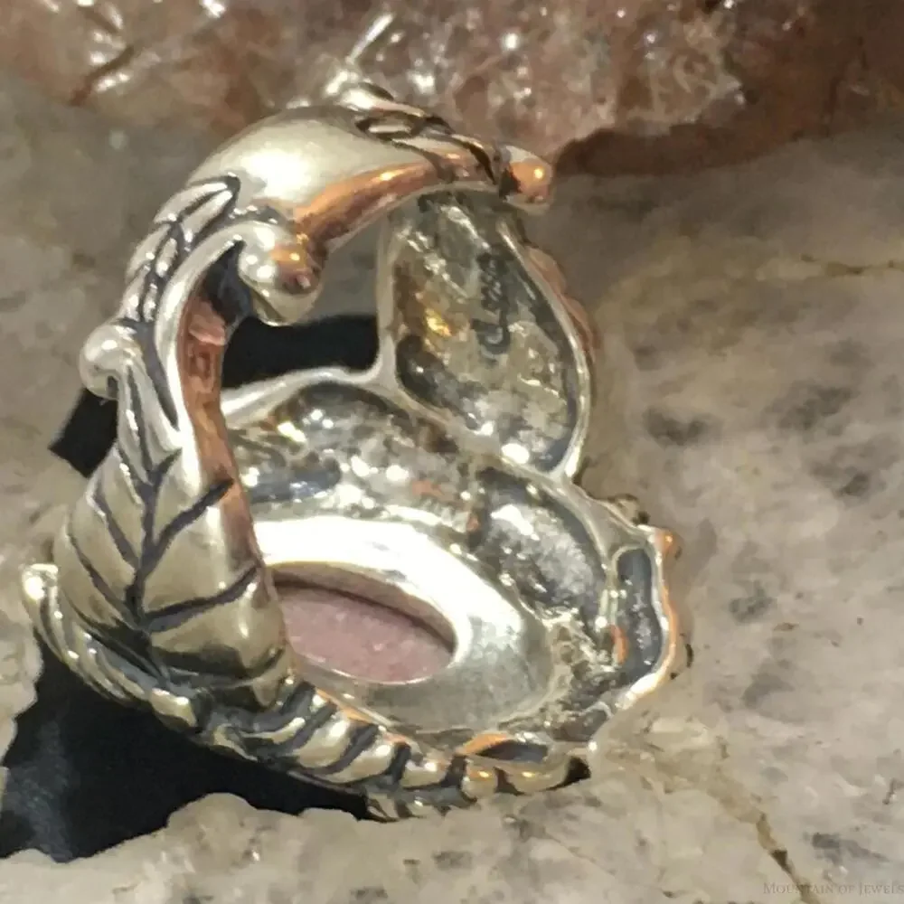 Carolyn Pollack Vintage Sterling Silver Oval Rhodonite Decorated Ring For Women